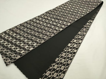 平和屋着物●こむさでもーど・COMME CA DU MODE　六通柄袋帯　枝葉文　黒地　正絹　逸品　AABL2532pf