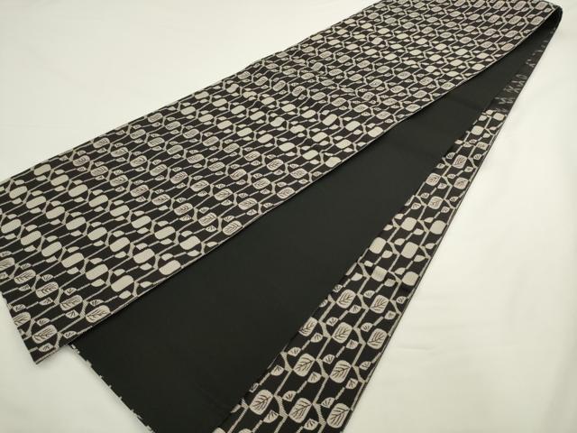 平和屋着物●こむさでもーど・COMME CA DU MODE　六通柄袋帯　枝葉文　黒地　正絹　逸品　AABL2532pf