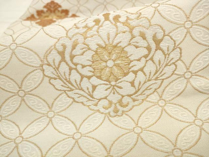 平和屋着物●九寸名古屋帯　花菱文　金糸　正絹　逸品　AABL2535pf