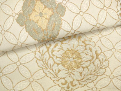 平和屋着物●九寸名古屋帯　花菱文　金糸　正絹　逸品　AABL2535pf