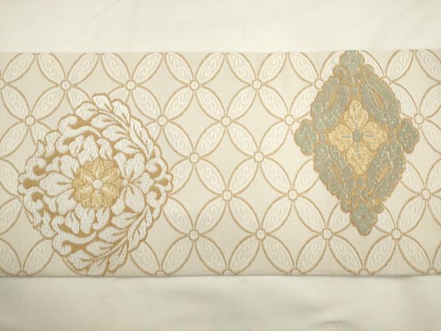 平和屋着物●九寸名古屋帯　花菱文　金糸　正絹　逸品　AABL2535pf