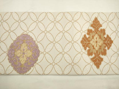 平和屋着物●九寸名古屋帯　花菱文　金糸　正絹　逸品　AABL2535pf