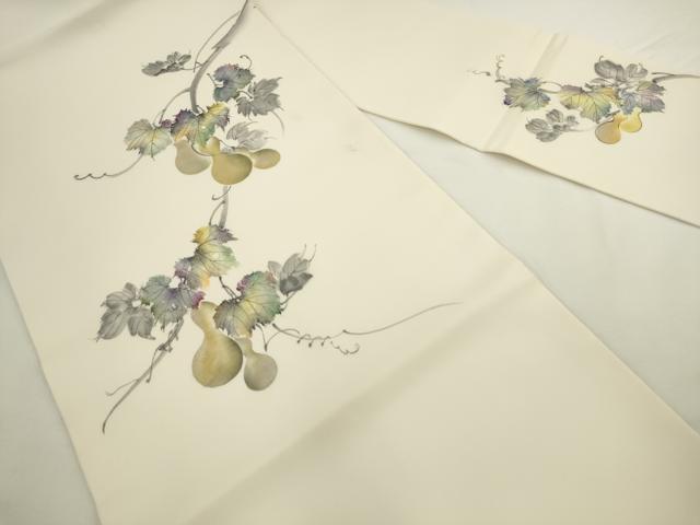 平和屋着物●九寸名古屋帯　手描き　瓢箪　正絹　逸品　AABL2539pf