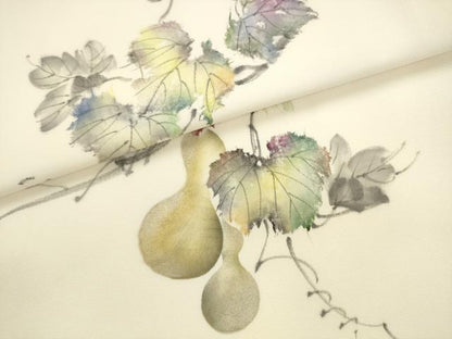 平和屋着物●九寸名古屋帯　手描き　瓢箪　正絹　逸品　AABL2539pf