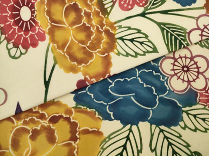 平和屋着物●塩瀬　九寸名古屋帯　型染め　草花文　正絹　逸品　AABL2540pf