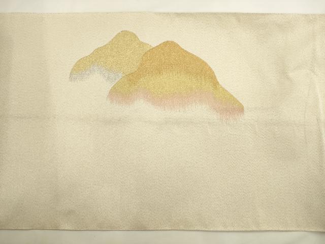 平和屋着物●爪掻き本綴れ　八寸名古屋帯　重ね山文　金糸　正絹　逸品　AABL2541pf