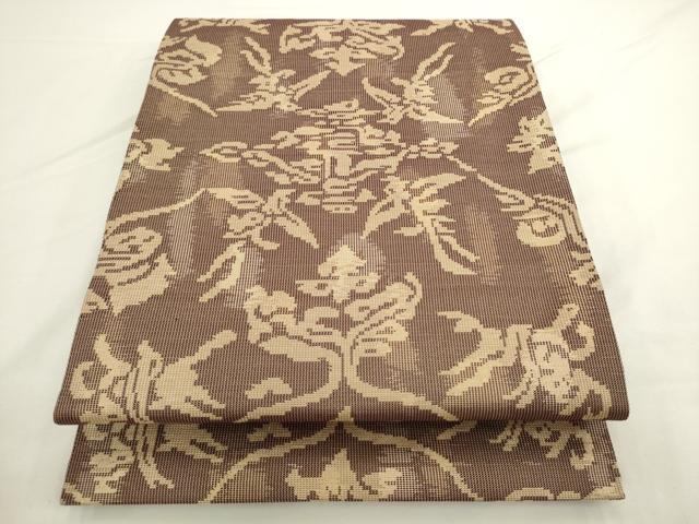 平和屋着物●九寸開き名古屋帯　花鳥文　金糸　正絹　逸品　AABL2544pf