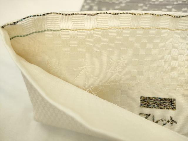 平和屋着物●六通柄袋帯　草木染　スレット　紙布　ムラ染　横段文　金糸　正絹　逸品　AABL2549pf
