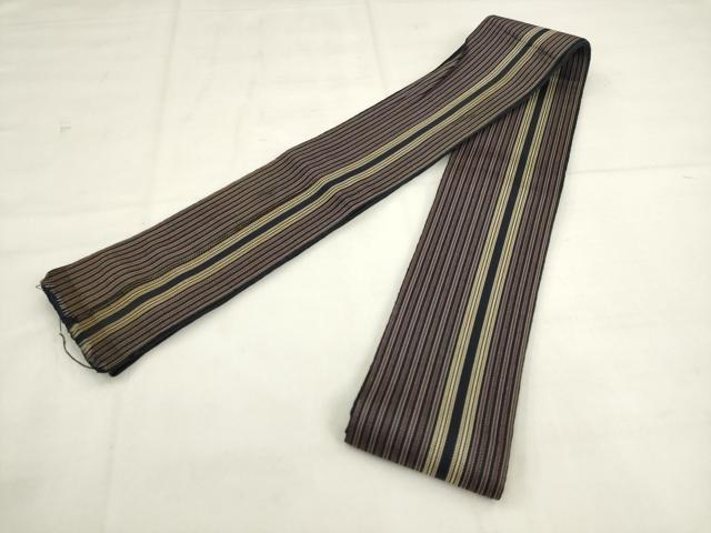 平和屋着物●男性　本場筑前博多織　角帯　間道　正絹　逸品　AABL2556pf