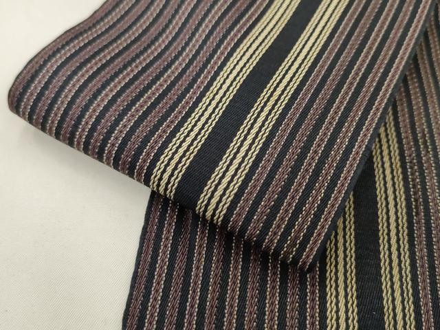 平和屋着物●男性　本場筑前博多織　角帯　間道　正絹　逸品　AABL2556pf