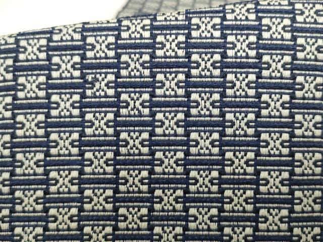 平和屋着物●男性　本場筑前博多織　両面角帯　幾何学文様　正絹　逸品　AABL2560pf