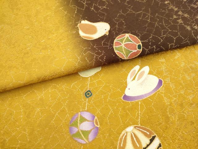 平和屋着物●太鼓柄袋帯　作家物　宝尽くし　金彩　金通し地　正絹　逸品　AABL2573pf