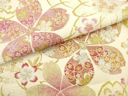 平和屋着物●六通柄袋帯　舞桜文　金銀糸　正絹　逸品　AABL2575pf
