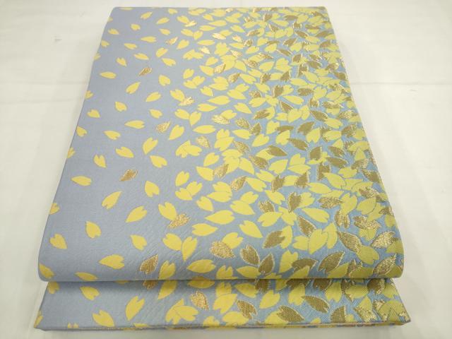 平和屋着物●両面六通柄袋帯　舞桜文　金糸　正絹　逸品　AABL2586pf