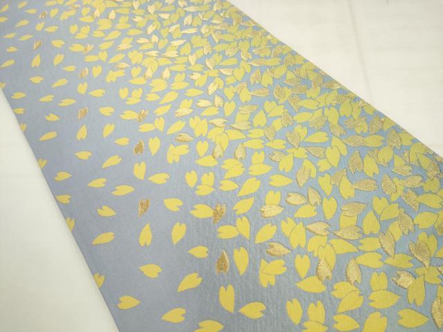 平和屋着物●両面六通柄袋帯　舞桜文　金糸　正絹　逸品　AABL2586pf