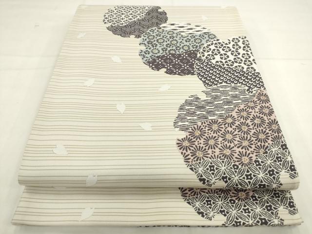 平和屋着物●六通柄袋帯　雪輪重ね花文　金糸　やまと誂製　正絹　逸品　AABL2587pf