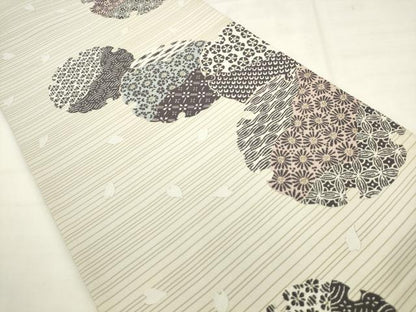 平和屋着物●六通柄袋帯　雪輪重ね花文　金糸　やまと誂製　正絹　逸品　AABL2587pf