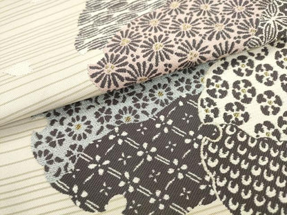 平和屋着物●六通柄袋帯　雪輪重ね花文　金糸　やまと誂製　正絹　逸品　AABL2587pf