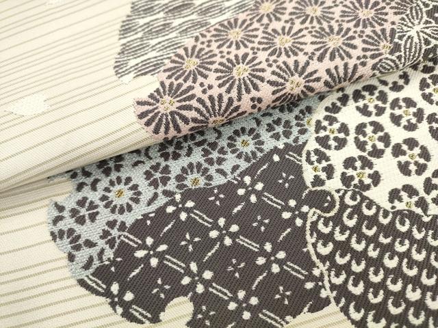 平和屋着物●六通柄袋帯　雪輪重ね花文　金糸　やまと誂製　正絹　逸品　AABL2587pf