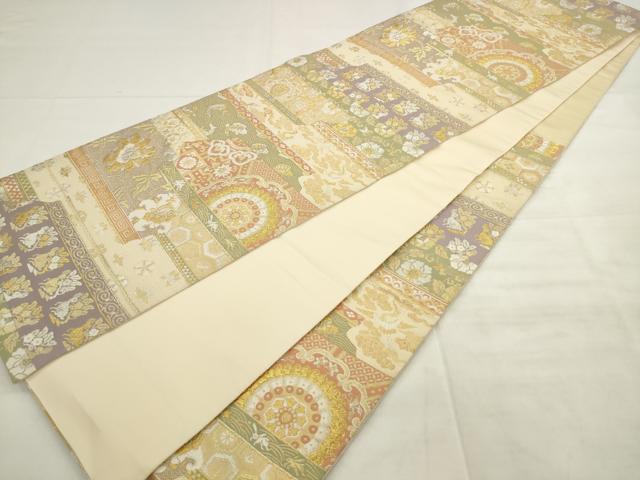 平和屋着物●六通柄袋帯　名物裂　金銀糸　正絹　逸品　AABL2591pf