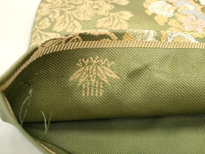 平和屋着物●西陣　篠屋織物謹製　六通柄　本袋帯　唐織　花鳥文　金糸　正絹　逸品　AABL2593pf