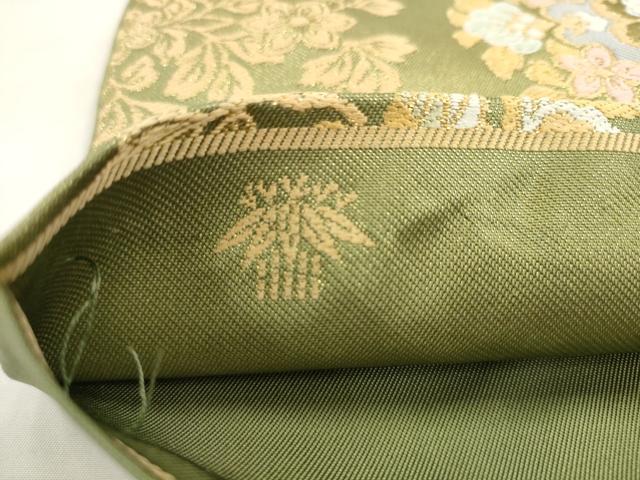 平和屋着物●西陣　篠屋織物謹製　六通柄　本袋帯　唐織　花鳥文　金糸　正絹　逸品　AABL2593pf