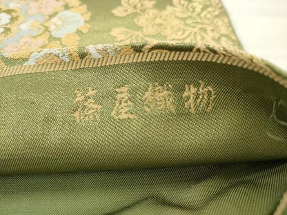 平和屋着物●西陣　篠屋織物謹製　六通柄　本袋帯　唐織　花鳥文　金糸　正絹　逸品　AABL2593pf