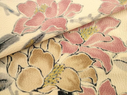 平和屋着物●京友禅作家　山科春宣　九寸名古屋帯　草花文　金彩　正絹　逸品　AABL2597pf