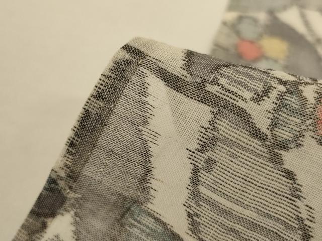 平和屋着物＊夏物　本場小千谷ちぢみ　更紗花文　麻　逸品　AABL2601jd