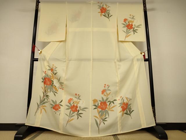 平和屋着物＊夏物　訪問着　絽　草花文　正絹　逸品　AABL2602jd