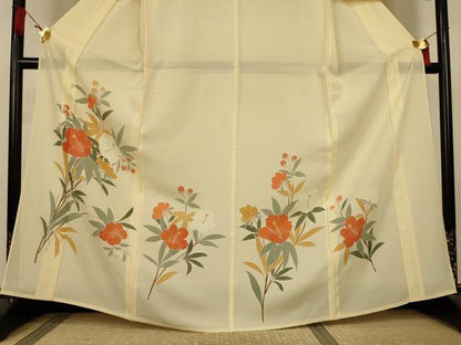 平和屋着物＊夏物　訪問着　絽　草花文　正絹　逸品　AABL2602jd