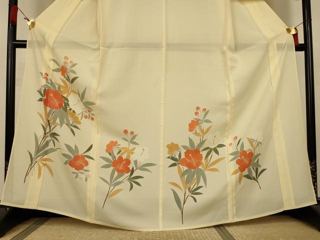 平和屋着物＊夏物　訪問着　絽　草花文　正絹　逸品　AABL2602jd