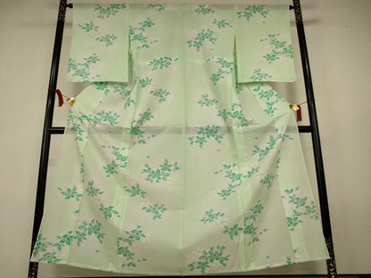 平和屋着物＊夏物　小紋　絽　草花文　暈し染め　洗える着物　AABL2604jd