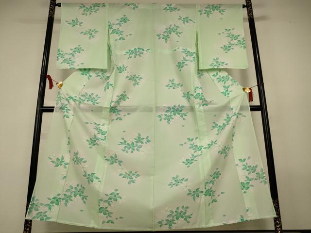 平和屋着物＊夏物　小紋　絽　草花文　暈し染め　洗える着物　AABL2604jd