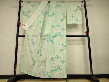 平和屋着物＊夏物　小紋　絽　草花文　暈し染め　洗える着物　AABL2604jd