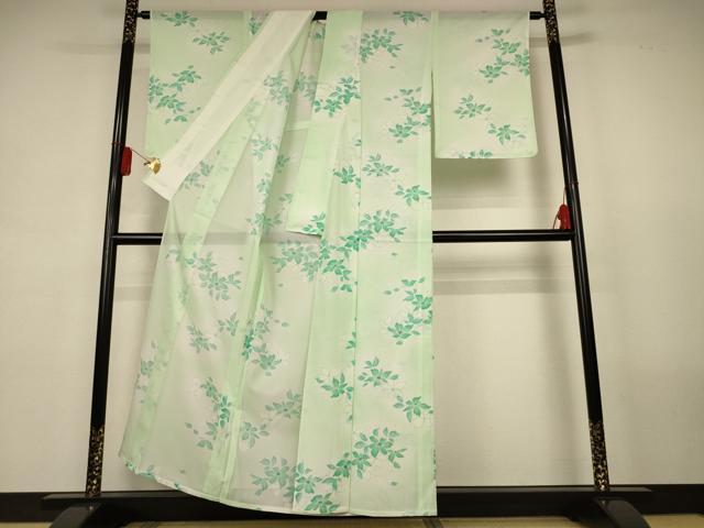 平和屋着物＊夏物　小紋　絽　草花文　暈し染め　洗える着物　AABL2604jd