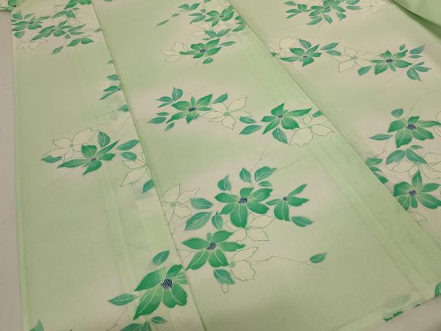 平和屋着物＊夏物　小紋　絽　草花文　暈し染め　洗える着物　AABL2604jd