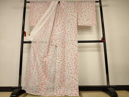 平和屋着物＊夏物　小紋　絽　花尽くし　洗える着物　AABL2606jd