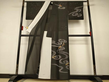 平和屋着物＊夏物　訪問着　絽　流水文　勝虫　金彩　正絹　逸品　AABL2612jd