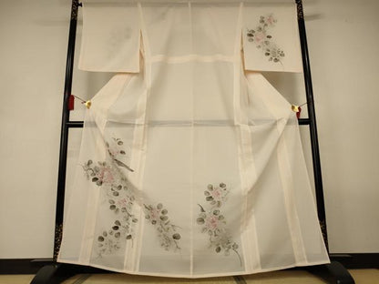 平和屋着物＊夏物　訪問着　絽　手描き　花鳥文　洗える着物　AABL2613jd