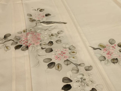 平和屋着物＊夏物　訪問着　絽　手描き　花鳥文　洗える着物　AABL2613jd