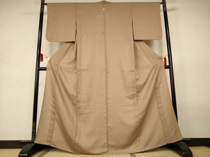 平和屋着物＊夏物　色無地　絽　草花地紋　淡香色　正絹　逸品　AABL2618jd
