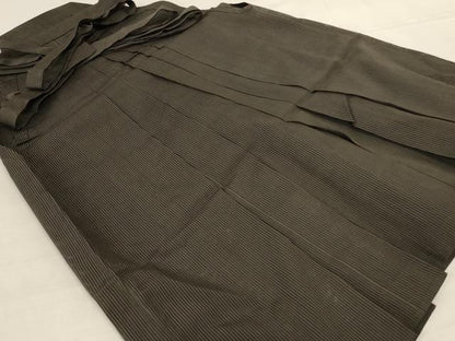 平和屋着物＊夏物　男性　馬乗り袴　縦絽　縞　正絹　逸品　AABL2624jd