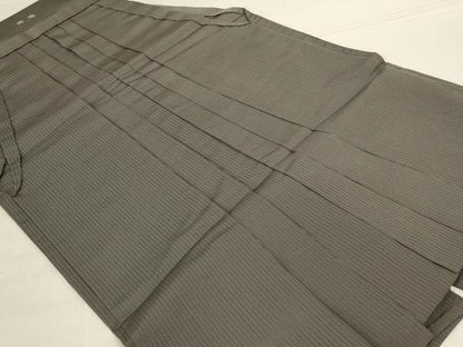 平和屋着物＊夏物　男性　茶喜仙台平　馬乗り袴　縦絽　縞　正絹　逸品　AABL2625jd