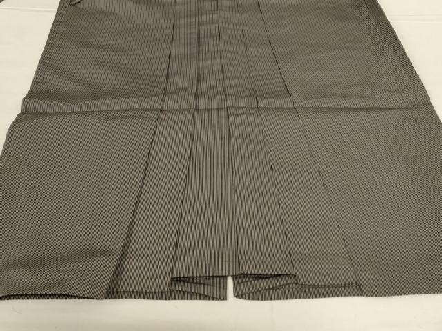 平和屋着物＊夏物　男性　茶喜仙台平　馬乗り袴　縦絽　縞　正絹　逸品　AABL2625jd