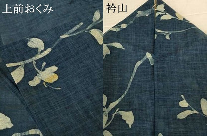 平和屋着物＊夏物　小紋　紗　ろうけつ染め　枝花文　AABL2628jd