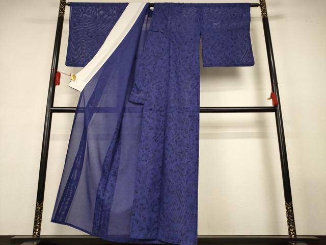 平和屋着物＊夏物　小紋　絽　草花文　洗える着物　AABL2635jd