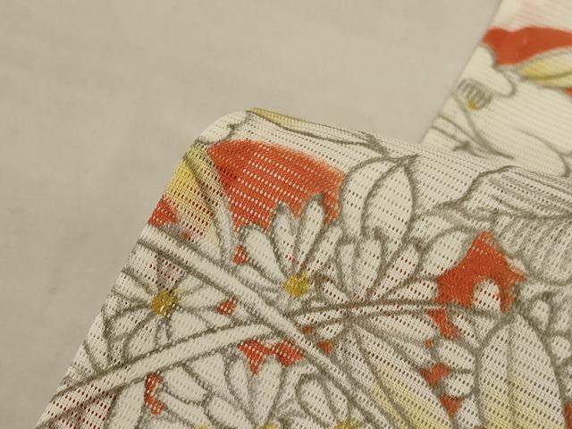 平和屋着物＊夏物　小紋　絽　草花文　洗える着物　AABL2637jd