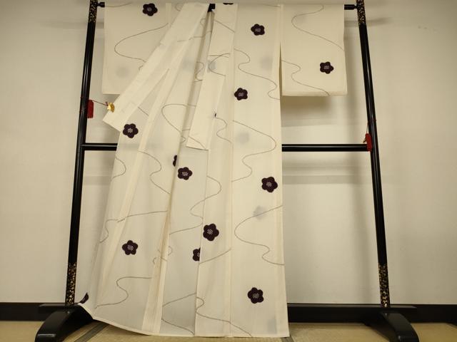 平和屋着物＊夏物　小紋　絽　絞り　舞花文　正絹　逸品　AABL2639jd