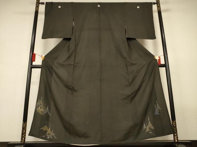 平和屋着物＊夏物　黒留袖　絽　風景吉祥文　金彩　正絹　逸品　AABL2641jd
